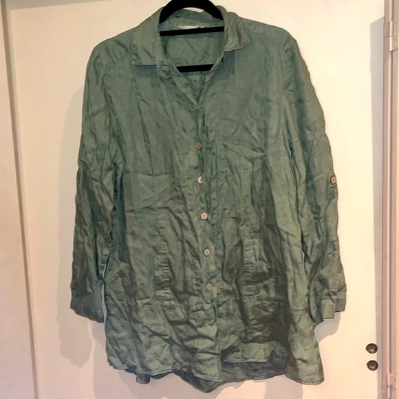 Soft Surroundings linen combo long sleeve tunic size large - Picture 1 of 9